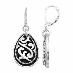 Napier Black Filigree Teardrop Earrings