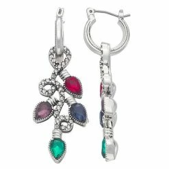 Napier Holiday Adorn Lights Drop Hoop Earrings