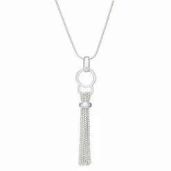 Napier Silver Tone Tassel Necklace