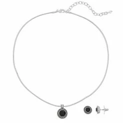 Napier Textured Halo Round Pendant Necklace & Stud Earring Set White 10 Napier Textured Halo Round Pendant Necklace & Stud Earring Set White -Napier Sales Store unnamed file 124