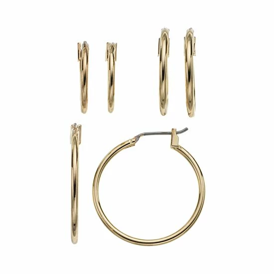 Napier Hoop Earring Set Gold Tone 3 Napier Hoop Earring Set Gold Tone - Image 3
