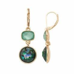 Napier Green Simulated Abalone Geometric Drop Earrings