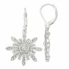 Napier Silver Tone Simulated Crystal Snowflake Drop Earrings
