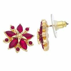 Napier Gold Tone Poinsettia Stud Earrings