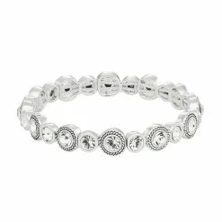 Napier Silver Tone Simulated Crystal Stretch Bracelet Multi