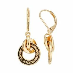 Napier Interlocking Circle Drop Earrings Gold Tone -Napier Sales Store unnamed file 167