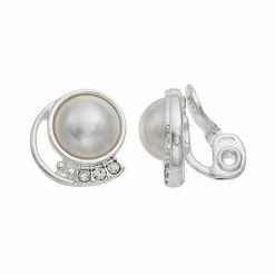 Napier Simulated Pearl Cabochon Clip On Earrings
