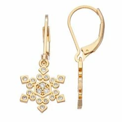 Napier Cubic Zirconia Snowflake Drop Leverback Earrings