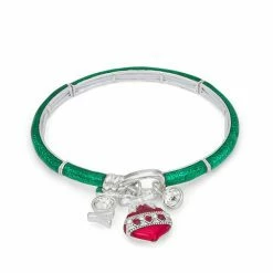 Napier Silver Tone Holiday Christmas Charm Bracelet