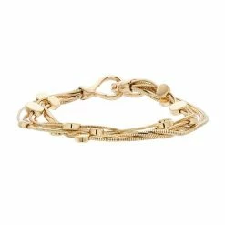 Napier Medallion Multi Strand Bracelet Gold Tone
