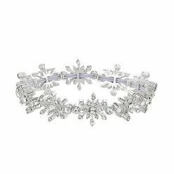 Napier Silver Tone Simulated Crystal Snowflake Bracelet