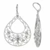 Napier Filigree Teardrop Drop Earrings Silver Tone