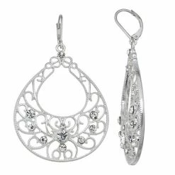 Napier Filigree Teardrop Drop Earrings Silver Tone -Napier Sales Store unnamed file 243