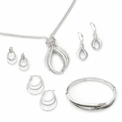 Napier Silver Tone Twisted Textured Drop Earrings -Napier Sales Store unnamed file 273