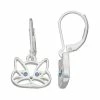 Napier Silver Tone Cat Drop Earrings
