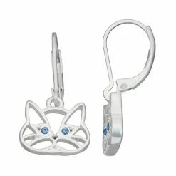 Napier Silver Tone Cat Drop Earrings