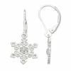 Napier Cubic Zirconia Social Snowflakes Drop Leverback Earrings