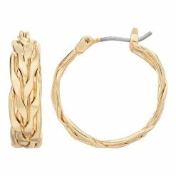 Napier Gold Tone Thick Hoop Earrings