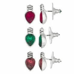 Napier Holiday Adorn Lightbulbs Trio Stud Earring Set