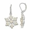 Napier Simulated Pearl White Christmas Snowflake Drop Earrings