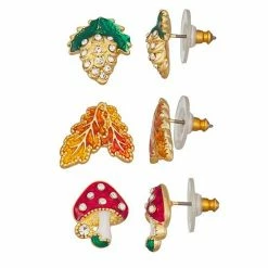 Napier Autumn Spiced Mushroom Leaves Stud Earrings