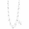 Napier Silver Tone Simulated Pink Pearl Multi Strand Necklace & Drop Earrings Set
