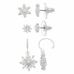 Napier Crystal Flakes Trio Earring Set