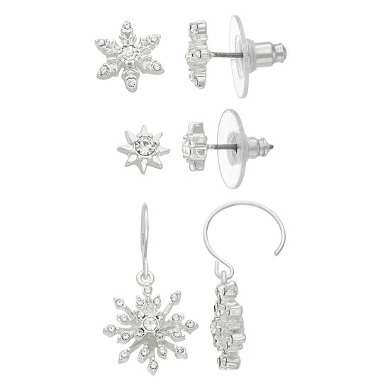 Napier Crystal Flakes Trio Earring Set 1 Napier Crystal Flakes Trio Earring Set