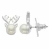 Napier Simulated Pearl White Christmas Elk Stud Earrings