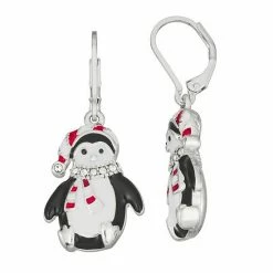Napier Holiday Adorn Penguin Drop Earrings