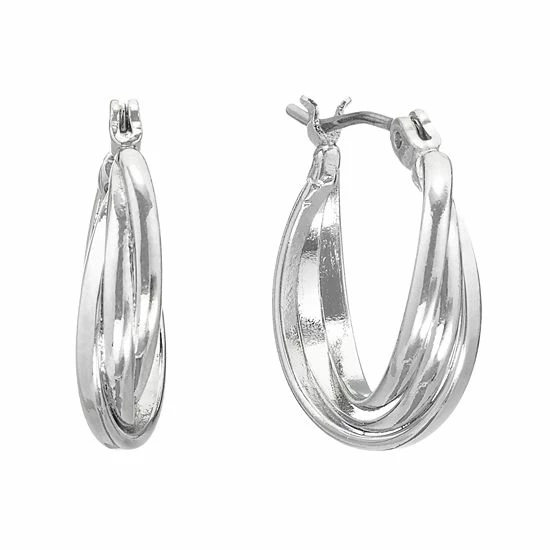 Napier Silver Tone Hoop Earrings 1 Napier Silver Tone Hoop Earrings
