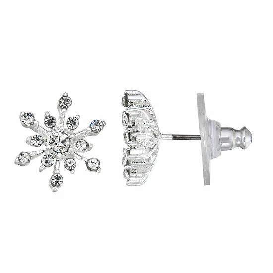 Napier Silver Tone Simulated Crystal Snowflake Stud Earrings 1 Napier Silver Tone Simulated Crystal Snowflake Stud Earrings