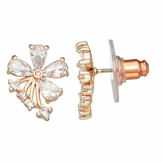 Napier Rose Gold Tone Cubic Zirconia Flower Stem Stud Earrings 1 Napier Rose Gold Tone Cubic Zirconia Flower Stem Stud Earrings