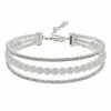 Napier Simulated Crystal Triple Row Bracelet Clear