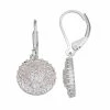 Napier Cubic Zirconia Social Circle Drop Leverback Earrings