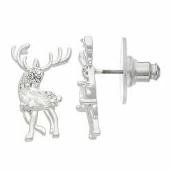 Napier Cubic Zirconia Reindeer Stud Earrings
