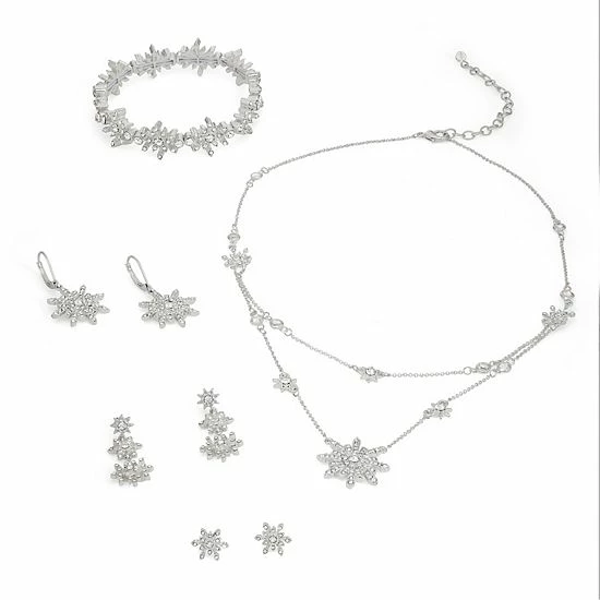 Napier Silver Tone Simulated Crystal Snowflake Stud Earrings 3 Napier Silver Tone Simulated Crystal Snowflake Stud Earrings - Image 3