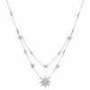 Napier Silver Tone Simulated Crystal Snowflake Multirow Necklace