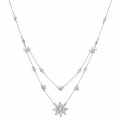 Napier Silver Tone Simulated Crystal Snowflake Multirow Necklace