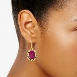 Napier Gold Tone Casually Dressed Burgundy Drop Earrings -Napier Sales Store unnamed file 442