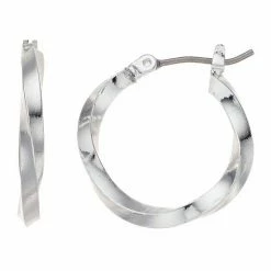 Napier Silver Tone Crisscross Hoop Earrings