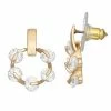 Napier Gold Tone Cubic Zirconia Doorknocker Earrings