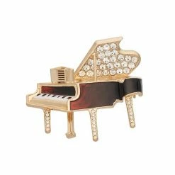 Napier Gold Tone Crystal & Enamel Piano Pin
