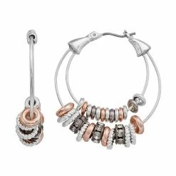 Napier Tri Tone Ring Hoop Earrings