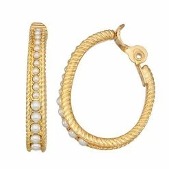 Napier Oval Pearl Hoop Earrings