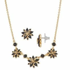 Napier Poinsetta Frontal Necklace & Earring Set
