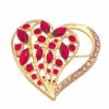 Napier Gold Tone Simulated Crystal Floral Heart Pin