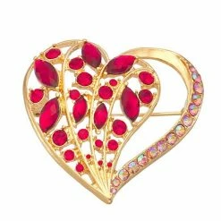 Napier Gold Tone Simulated Crystal Floral Heart Pin