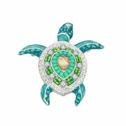 Napier Silver Tone Beaded & Enameled Sea Turtle Pin