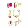 Napier Gold Tone Berry Stud & Hoop Earrings Set